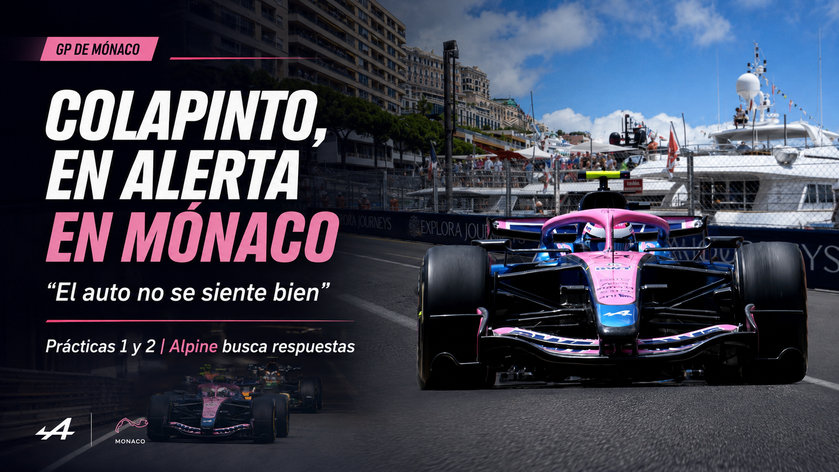 Colapinto fue 15° en las dos prácticas del GP de Mónaco, golpeó el guardrail en la segunda tanda y dejó una advertencia clara: “El auto no se siente bien”.