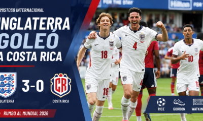 Inglaterra goleó 3-0 a Costa Rica en Orlando y llega firme al Mundial 2026 con goles de Rice, Gordon y Watkins.