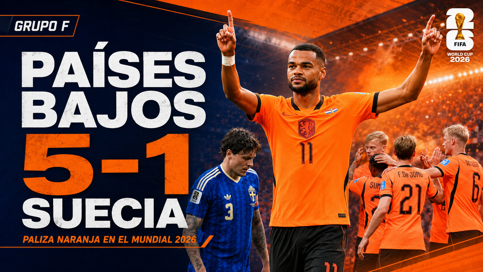 Países Bajos goleó 5-1 a Suecia con una actuación ofensiva demoledora y se acomodó como uno de los grandes candidatos del Mundial 2026.
