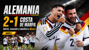 Alemania sufrió ante Costa de Marfil, pero un doblete de Deniz Undav le dio el 2-1 y el pase a 16avos del Mundial 2026.