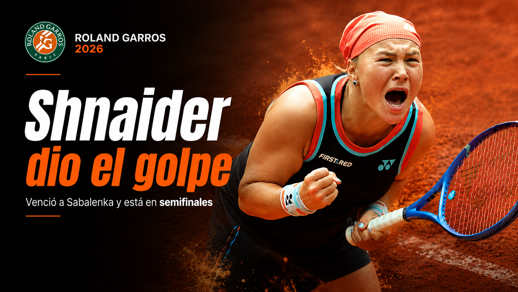 Diana Shnaider venció a Aryna Sabalenka por 3-6, 7-5 y 6-0 en Roland Garros 2026, ganó diez games seguidos y avanzó a semifinales.