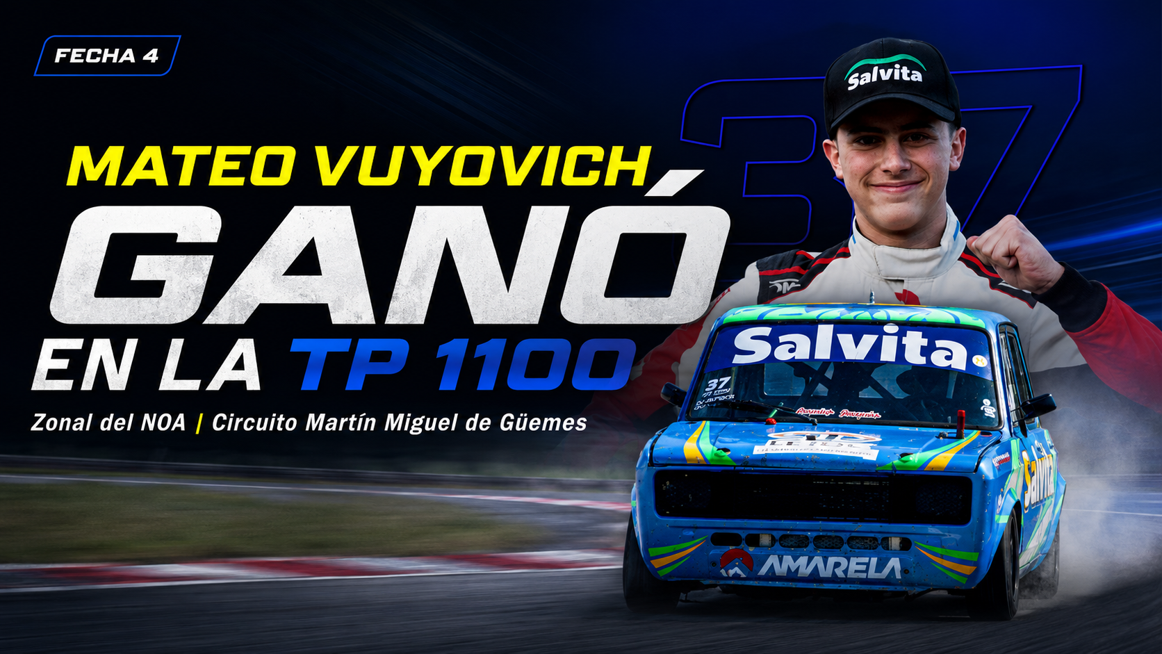 Mateo Vuyovich ganó la final de la TP 1100 del Zonal del NOA y volvió a destacarse en el circuito Martín Miguel de Güemes.