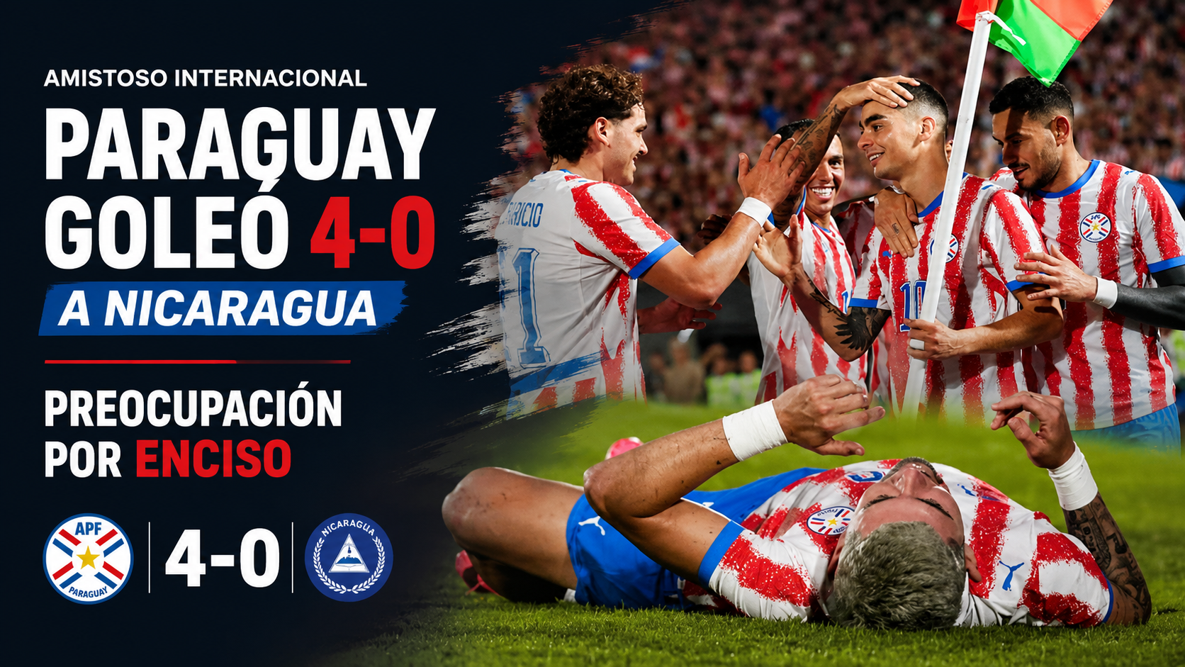 Paraguay goleó 4-0 a Nicaragua antes del Mundial 2026, pero la lesión de Julio Enciso encendió las alarmas en la Albirroja.