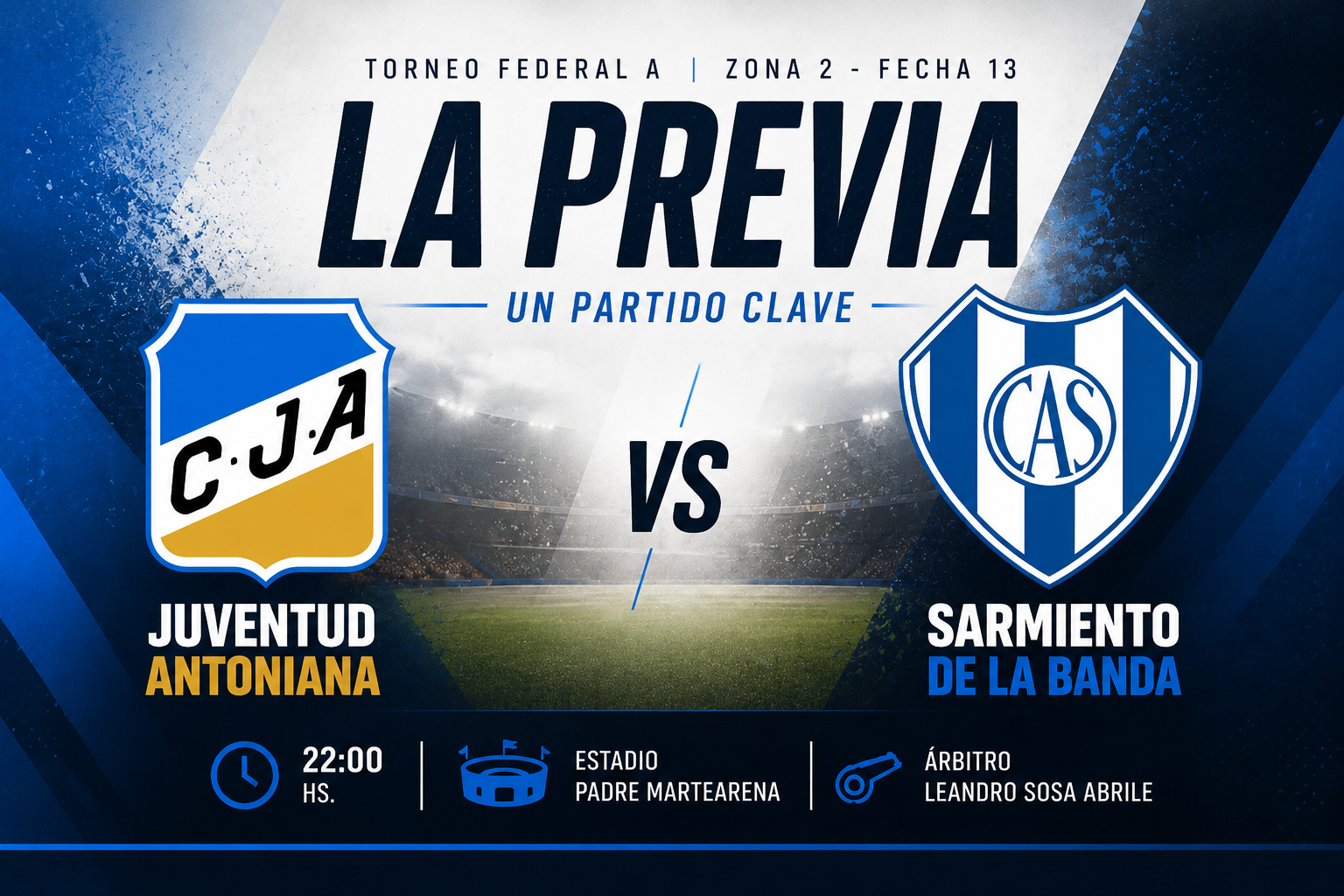 Juventud Antoniana recibe a Sarmiento de La Banda por el Federal A: previa, formaciones, estadísticas, contexto y pronóstico.