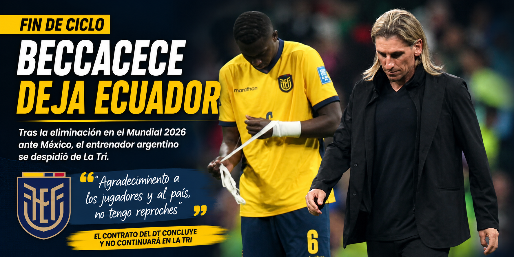 El ciclo de Sebastián Beccacece en Ecuador llegó a su fin tras la caída ante México en el Mundial 2026.