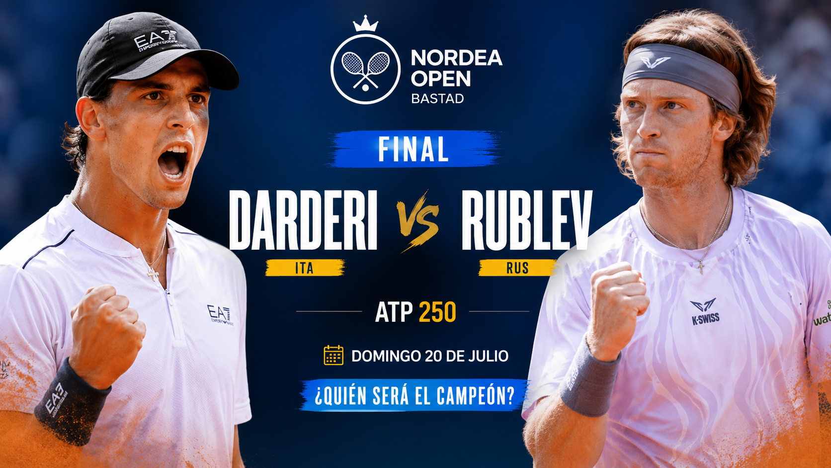 Luciano Darderi y Andrey Rublev protagonizan una final de alto voltaje en Bastad con el título ATP 250 en juego.