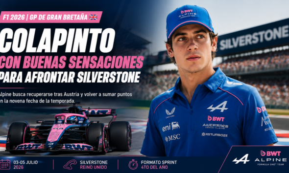 Colapinto buscará recuperarse en Silverstone tras Austria y volver a sumar puntos con Alpine en la novena fecha de la Fórmula 1 2026.