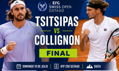 Stefanos Tsitsipas y Raphael Collignon definirán el ATP 250 de Gstaad en una final inédita que enfrenta experiencia, jerarquía y una de las grandes revelaciones de la temporada.