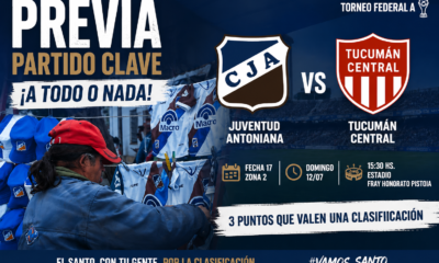 Juventud Antoniana y Tucumán Central protagonizan un duelo decisivo por la fecha 17 del Federal A, con ambos equipos obligados a sumar para mantener vivas sus aspiraciones de clasificación.