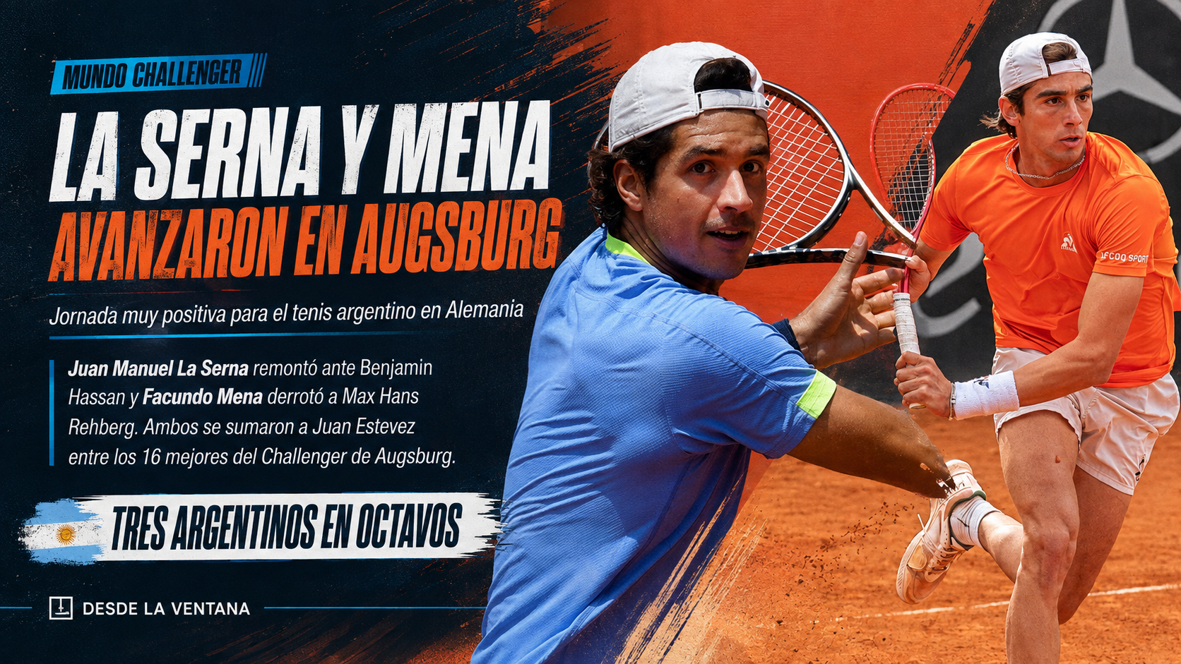 Mundo Challenger Augsburg: La Serna y Mena avanzaron y habrá tres argentinos en octavos