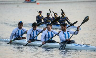 Rubén Rézola conquistó el oro con el K4 argentino en su ciudad y Argentina completó un doblete dorado en los 500 metros.