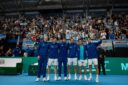 Selección Argentina celebra la victoria ante Turquía y la clasificación a los Qualifiers 2027 de Copa Davis.