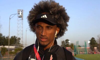 Alison dos Santos, récord mundial de 400 metros con vallas, llegó a Santa Fe 2026 y buscará el oro en los 400 metros llanos.