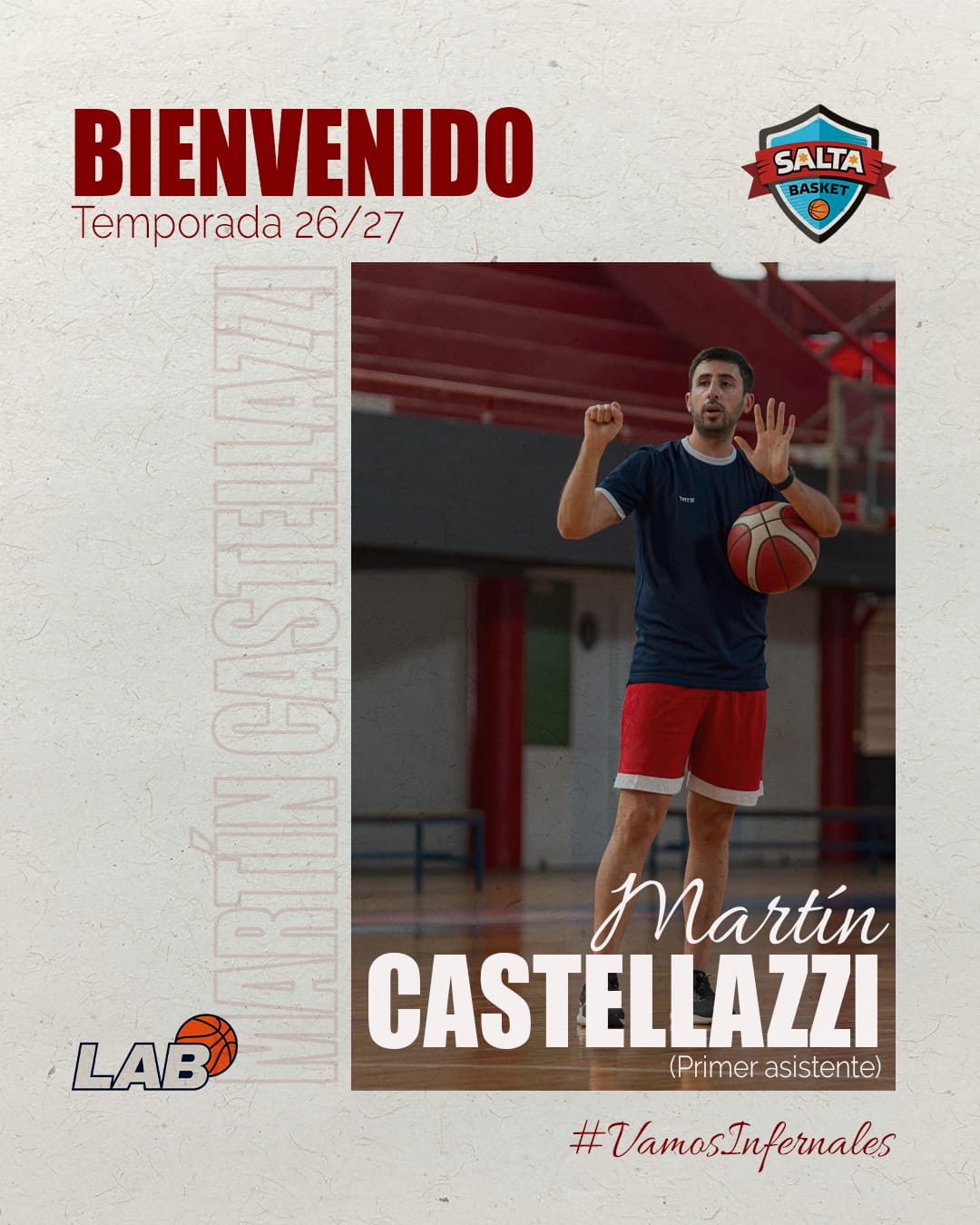 Martín Castellazzi contó su recorrido desde las formativas de Junín hasta integrar el cuerpo técnico de Salta Basket.