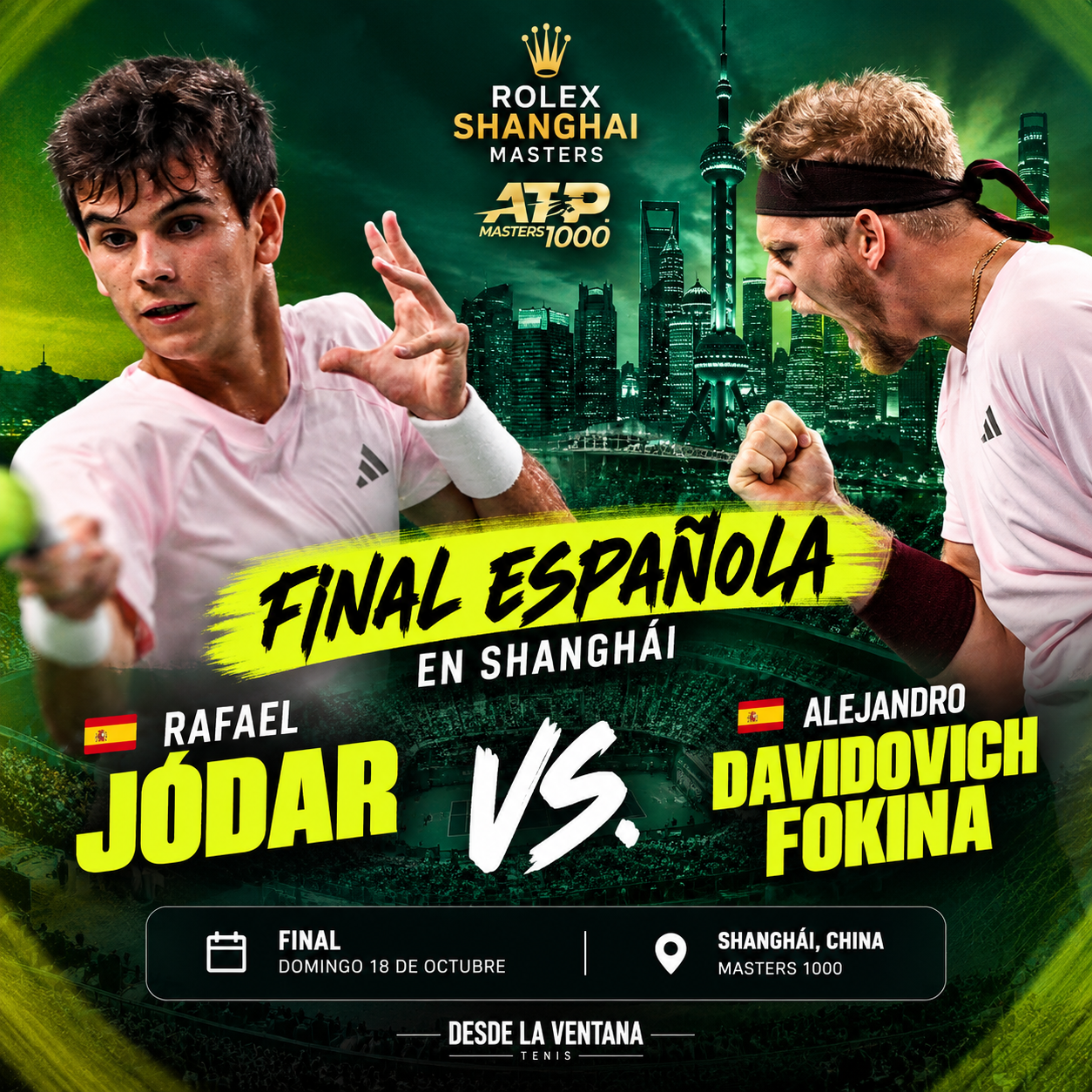 Davidovich Fokina remontó ante Zverev y disputará la final de Shanghái frente a Rafael Jódar, en una definición íntegramente española.