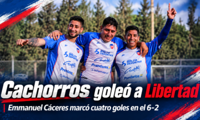 Emmanuel Cáceres marcó cuatro tantos en la goleada 6-2 de Cachorros sobre Libertad.