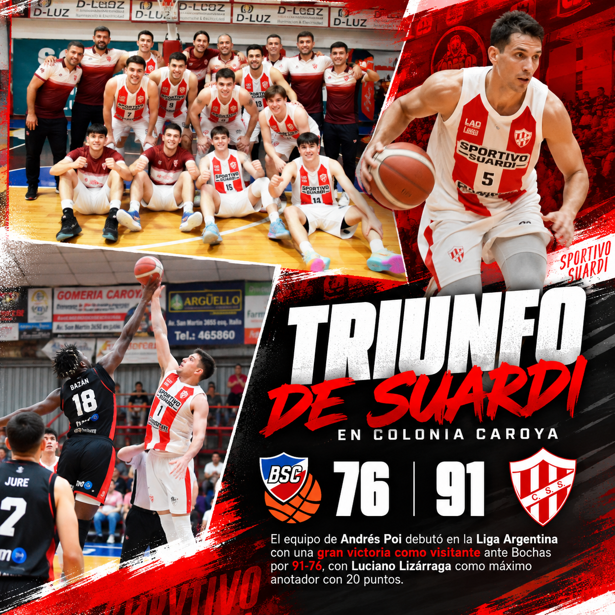 Sportivo Suardi debutó con triunfo ante Bochas