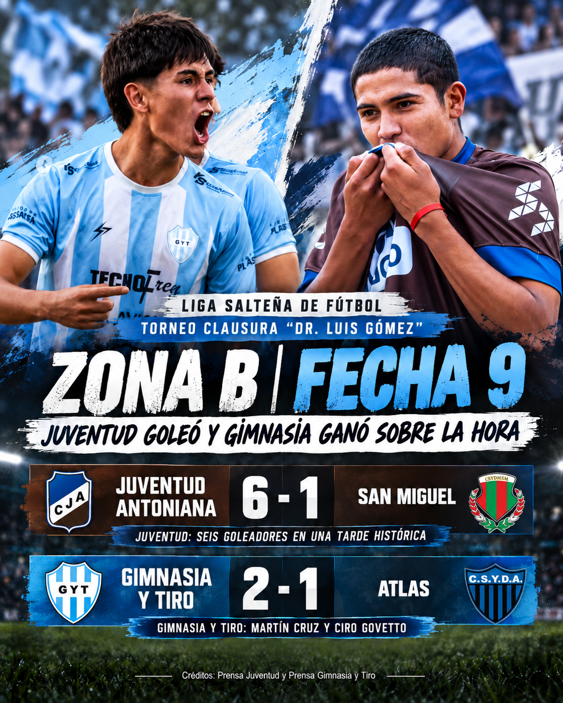 Juventud Antoniana y Gimnasia y Tiro en la Fecha 9 de la Liga Salteña