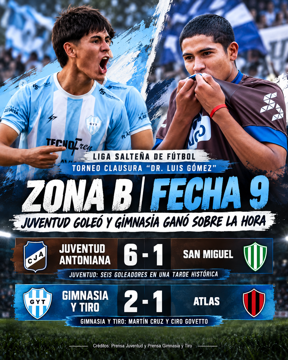 Juventud Antoniana y Gimnasia y Tiro en la Fecha 9 de la Liga Salteña.