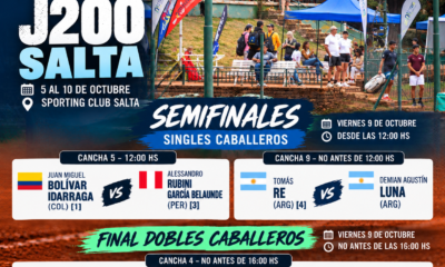 Semifinales de singles y finales de dobles del ITF J200 Salta 2026 en Sporting Club Salta.