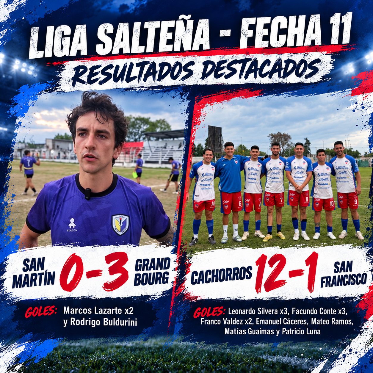 Cachorros marcó 12 goles ante San Francisco y Grand Bourg venció 3-0 a San Martín en la nueva jornada de la Liga Salteña.