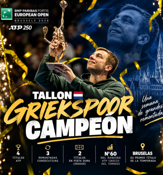 Griekspoor campeón del ATP Bruselas 2026 tras remontar ante Struff por 4-6, 6-3 y 6-4. El neerlandés conquistó su cuarto título ATP.