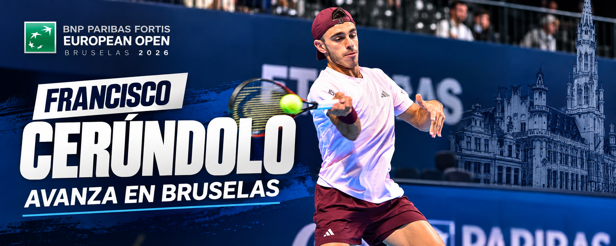 Francisco Cerúndolo en Bruselas venció a Martin Damm y avanzó a cuartos del European Open 2026. Navone quedó eliminado.