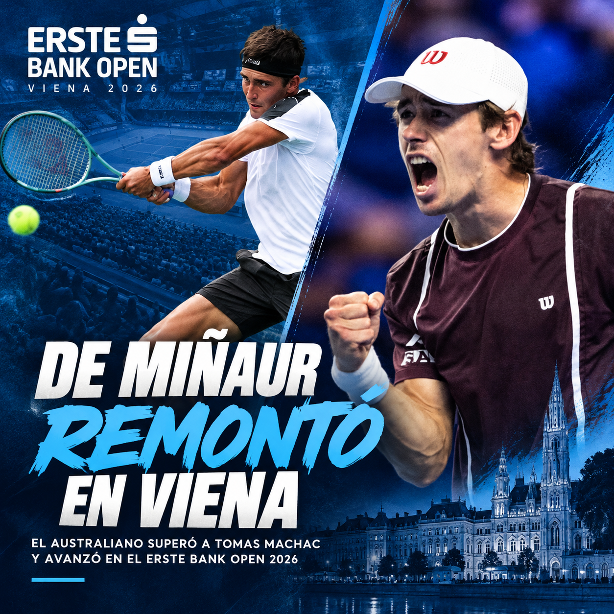 Etcheverry cayó ante Berrettini y De Miñaur remontó a Machac en el ATP Viena 2026. Todos los resultados y próximos partidos.