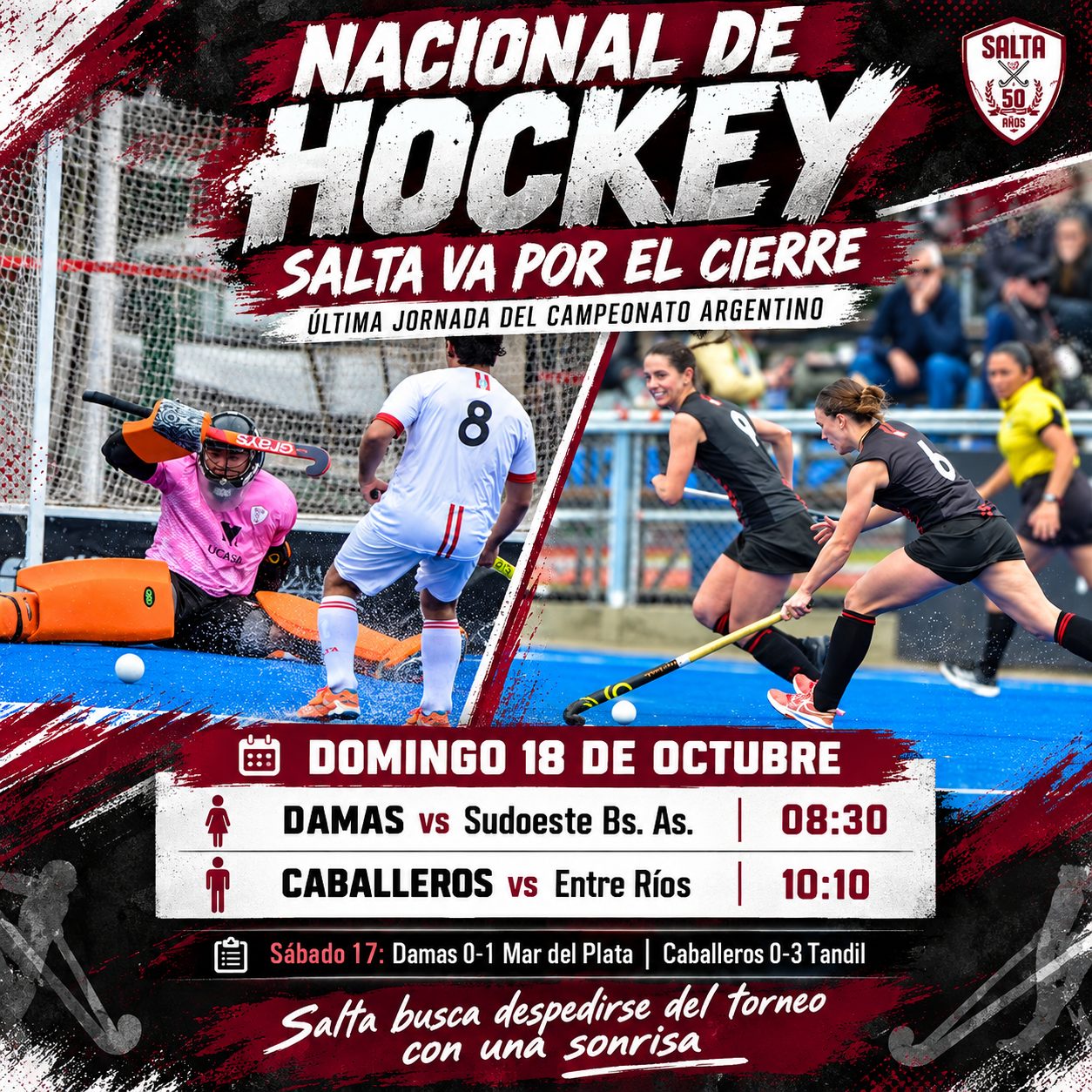 Salta cayó ante Mar del Plata y Tandil en el Nacional de Hockey. Este domingo cierra el torneo frente a Sudoeste de Buenos Aires y Entre Ríos.
