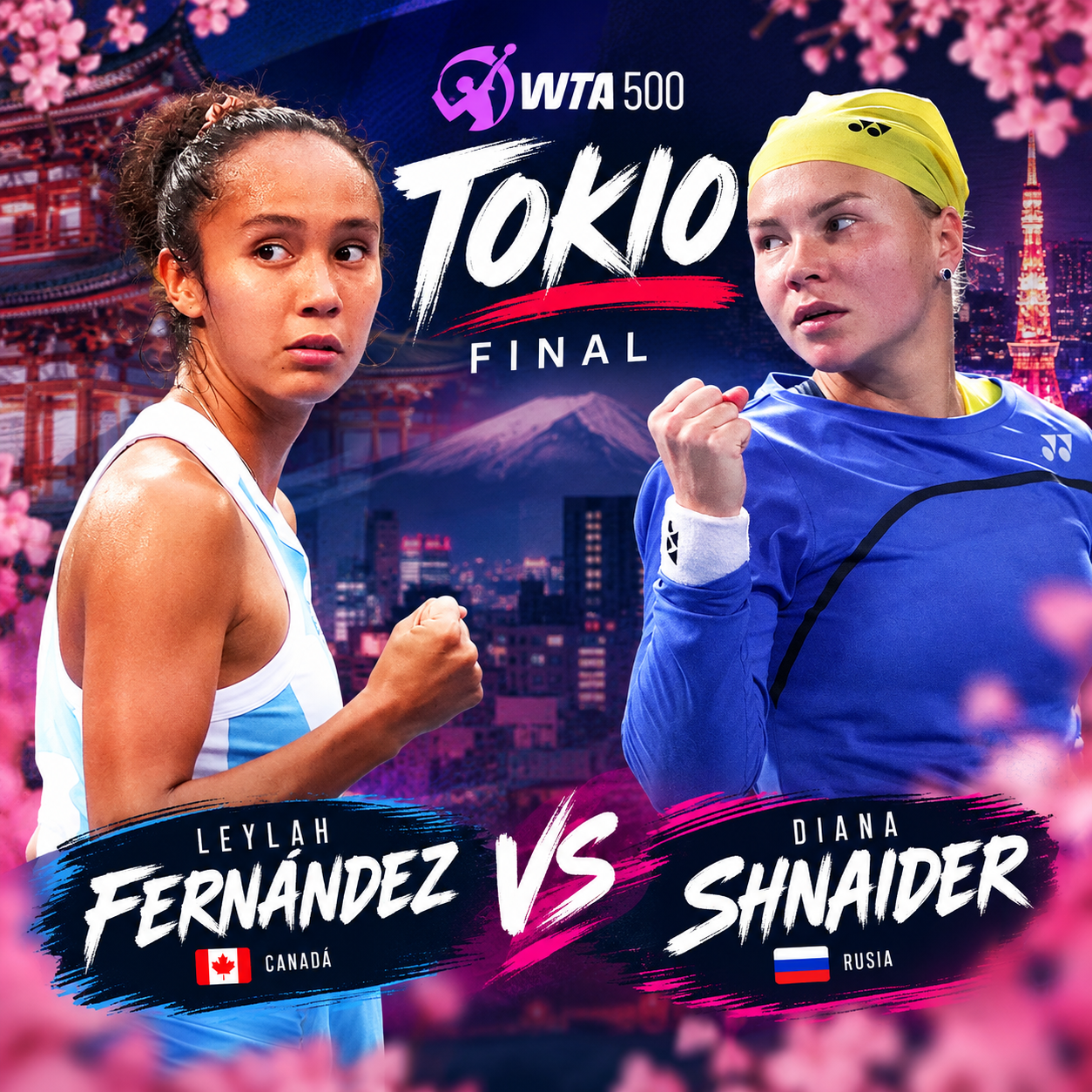 Final WTA de Tokio: Leylah Fernández y Diana Shnaider jugarán por el título tras vencer a Rakhimova y Pohankova.