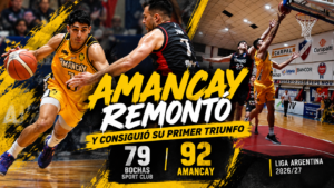 Amancay venció 92-79 a Bochas tras remontar 14 puntos. Gonzalo Alonso fue figura con 29 tantos en la Liga Argentina.