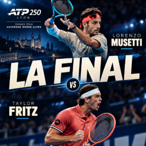 Lorenzo Musetti salvó cuatro match points ante Flavio Cobolli y enfrentará a Taylor Fritz en la final del ATP Lyon 2026.