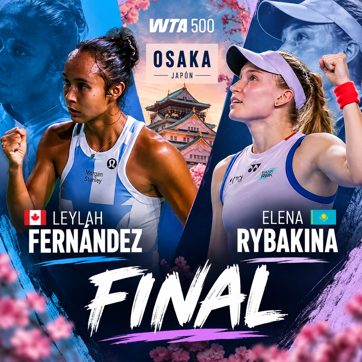 Leylah Fernández y Elena Rybakina jugarán la final del WTA Osaka 2026 tras vencer a Bouzkova y Shnaider.