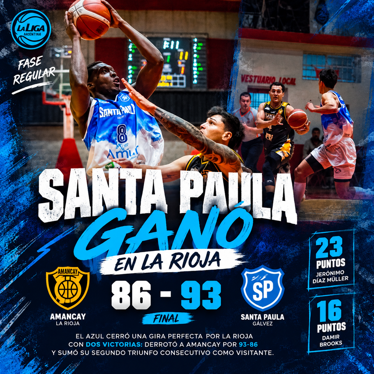 Santa Paula ganó en La Rioja, venció a Amancay y sigue firme en La Liga Argentina