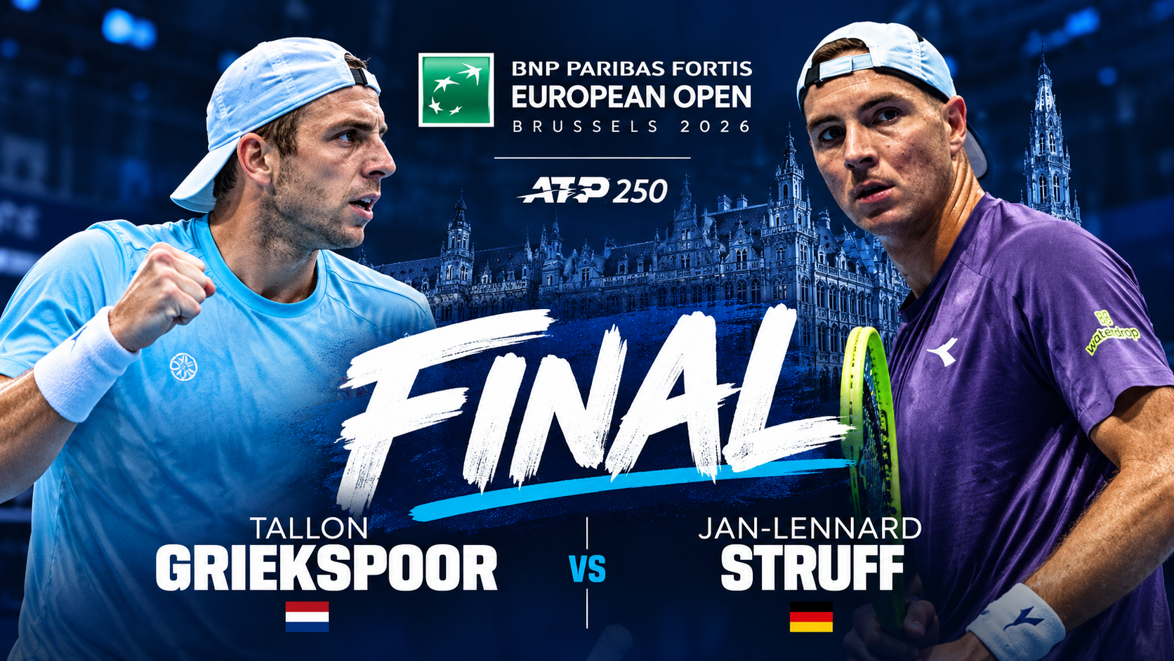 Cerúndolo cayó ante Griekspoor en las semifinales del ATP Bruselas 2026. Struff eliminó a Fils y habrá una final histórica.